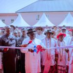 Gov Sheriff Oborevwori cutting the tape during the inauguration ceremony of Rancho Valerie Hotel in Ubeji